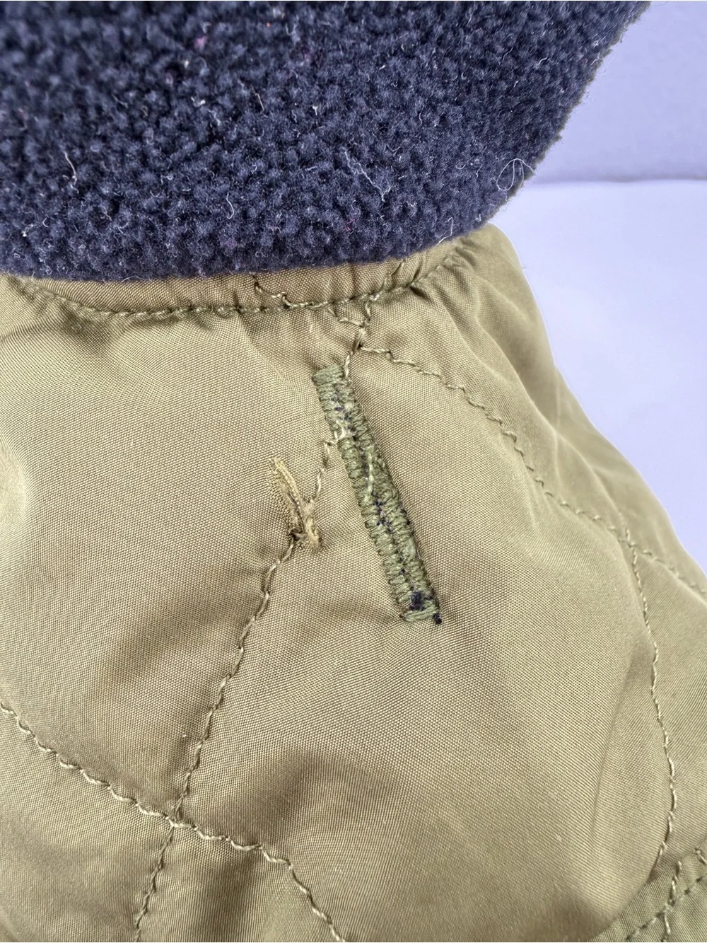 JEEP Chrysler Dog Coat Jacket Size XXS Army Green Warm Winter Puffer Hook & Loop